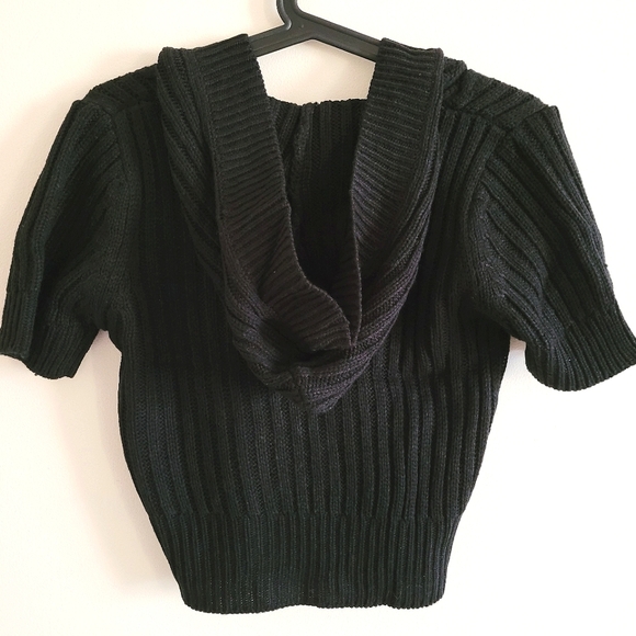 Black Hooded Croped Sweater/Cardigan - Picture 2 of 5